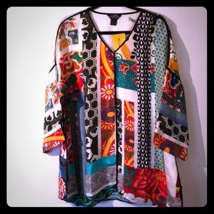 Tunic top with black piping